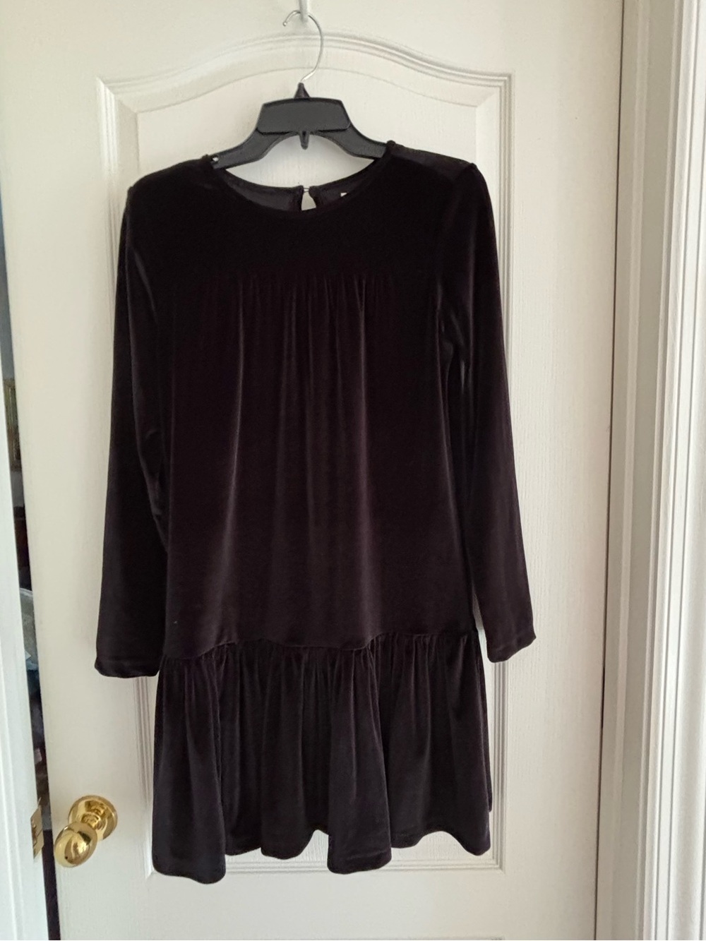 Cat & Jack sz XL Black Stretch Velvet Mini Dress women’s XS S long sleeve goth